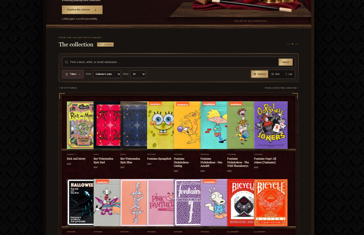 Exo Card Collection website screenshot